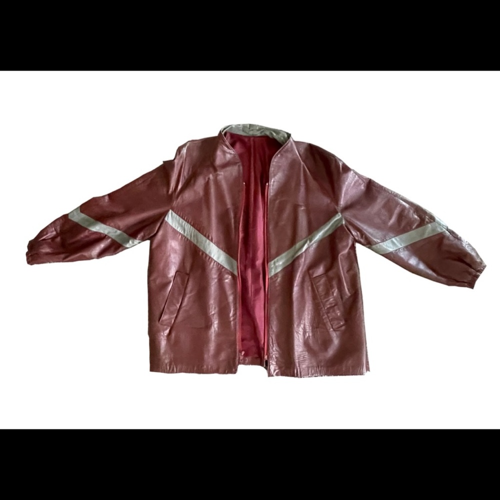 Woman’s Red and Striped Grey Jacket. Size 22 1/2.